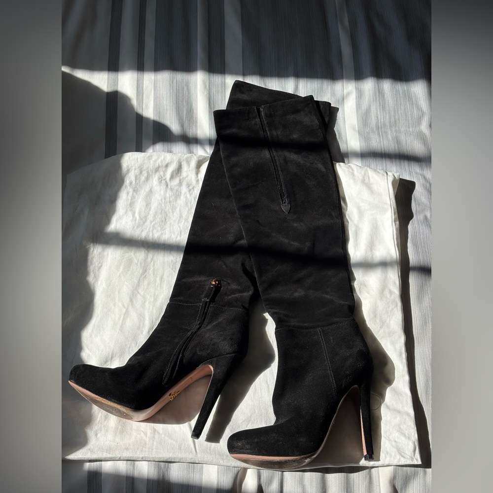 Prada Suede Over The Knee Boots 36